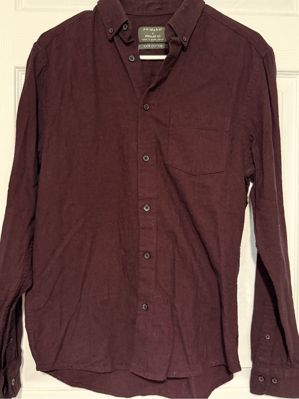 Primark Men’s Long-Sleeve Button-Down Shirt — Deep Wine